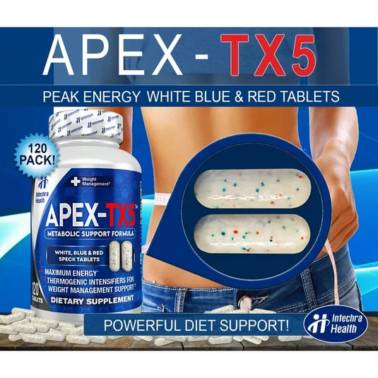 APEX-TX5 Diet Pills - Weight Management & Energy Support, 120 Tablets Per Bottle