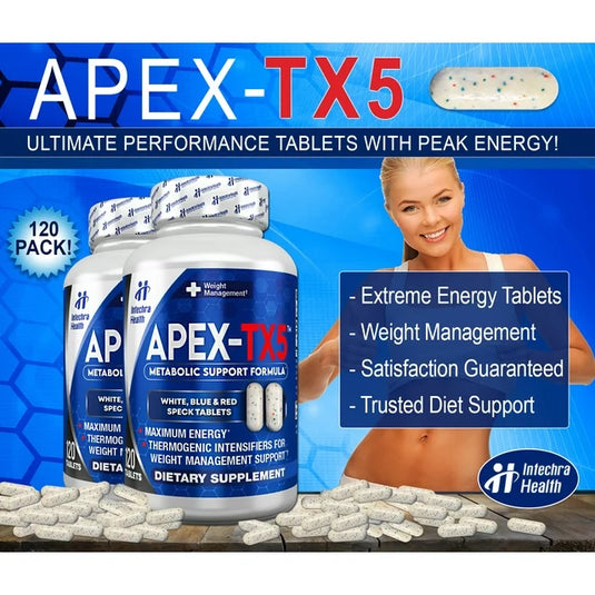 APEX-TX5 Diet Pills - Weight Management & Energy Support, 120 Tablets Per Bottle