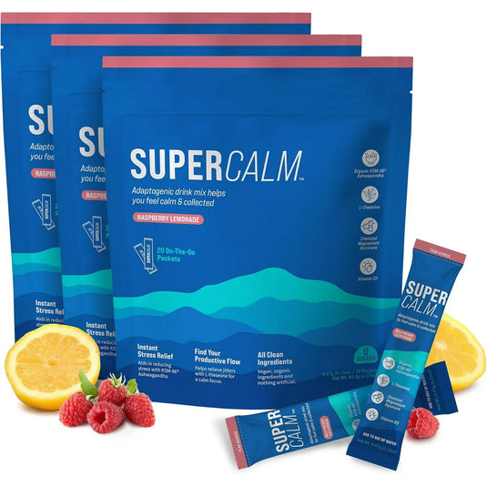 3 PCS Supercalm Drink Mix - Ashwagandha KSM 66, Magnesium Glycinate & L-Theanine Supplement, Vitamin D3 - Ashwagandha Root Extract (3-Pack)