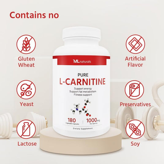 L-Carnitine 1000 mg 180 Vegan Capsules.99.9% Purity L-Carnitine. Supports Energy Production