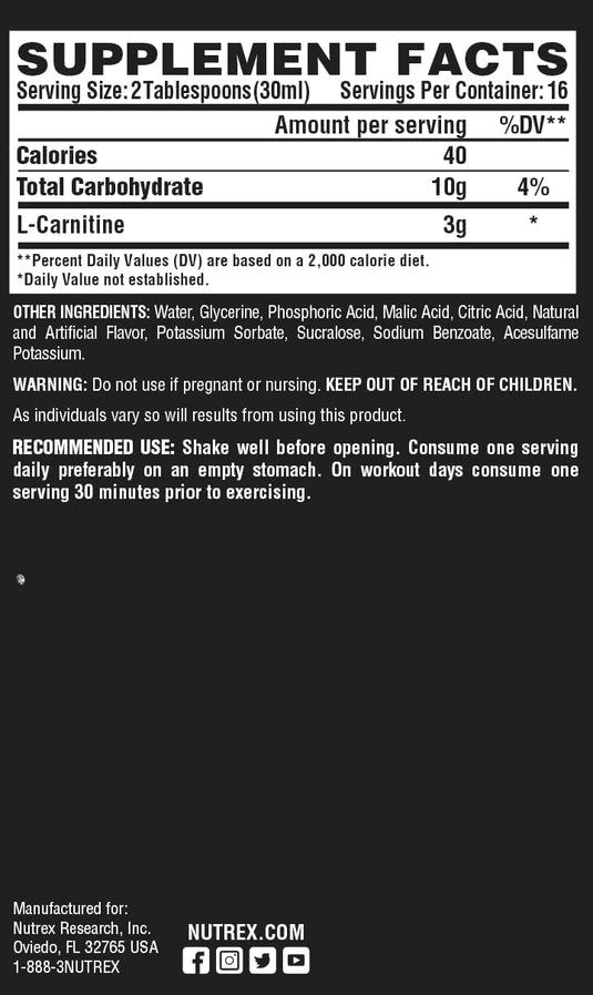 Nutrex Research Liquid Carnitine 3000