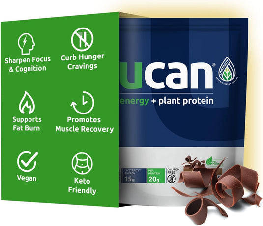 UCAN Energy + Plant Protein Powder - Vegan Plant Based Protein 20g Pea