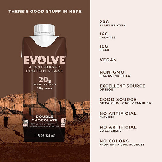 Evolve Plant Based Protein Shake, Double Chocolate, 20g