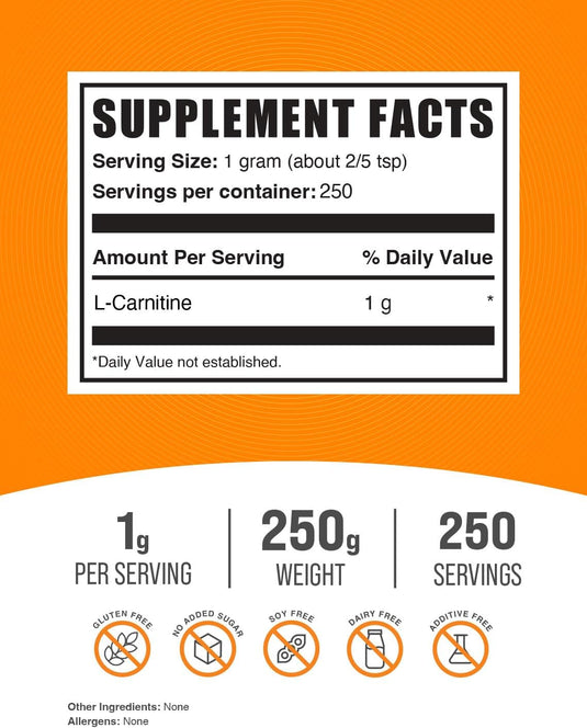 BulkSupplements.com L-Carnitine Powder - Carnitine Supplement, L Carnitine 1000mg