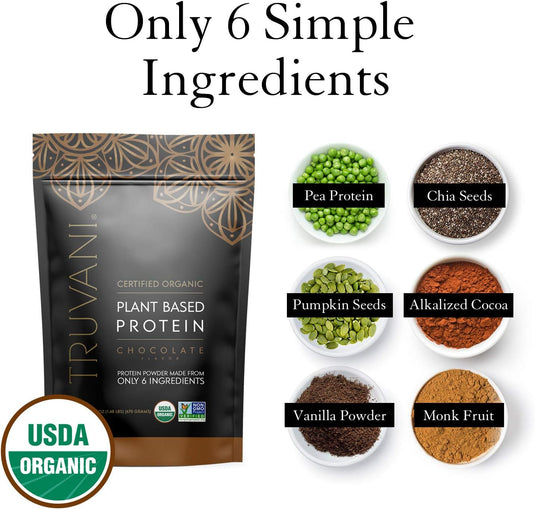 Truvani Vegan Protein Powder | Chocolate | 20g Organic Plant Based Protein