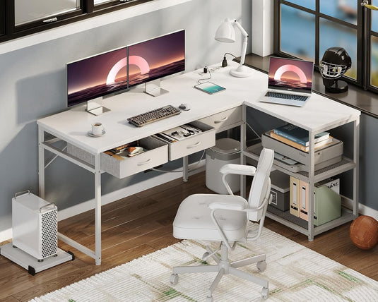 AODK 53 Inch L Shaped Computer Desk with Drawers