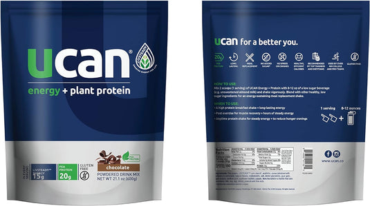 UCAN Energy + Plant Protein Powder - Vegan Plant Based Protein 20g Pea