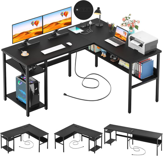 AODK 53 Inch L Shaped Computer Desk with Drawers