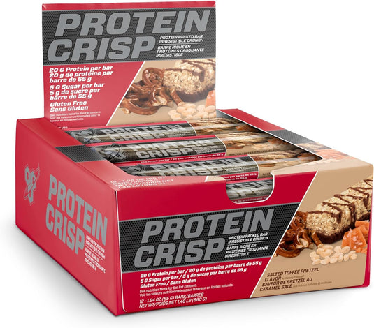 BSN Protein Crisp Bar, Protein Snack Bars, Crunch Bars with Whey Protein and Fiber