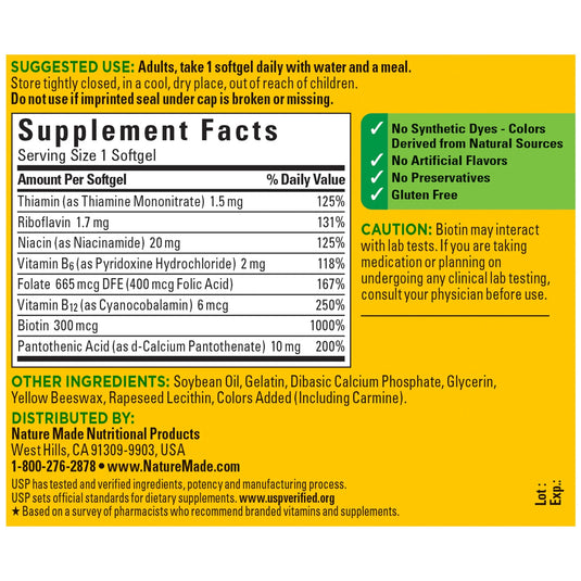 Nature Made Super B Energy Complex Softgels, Dietary Supplement, 60 Count