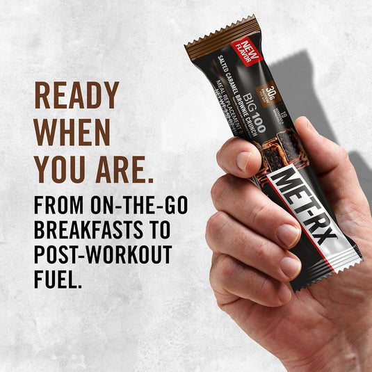 MET-Rx Big 100 Protein Bar, Meal Replacement Bar, 30G Protein, Salted Caramel Brownie Crunch