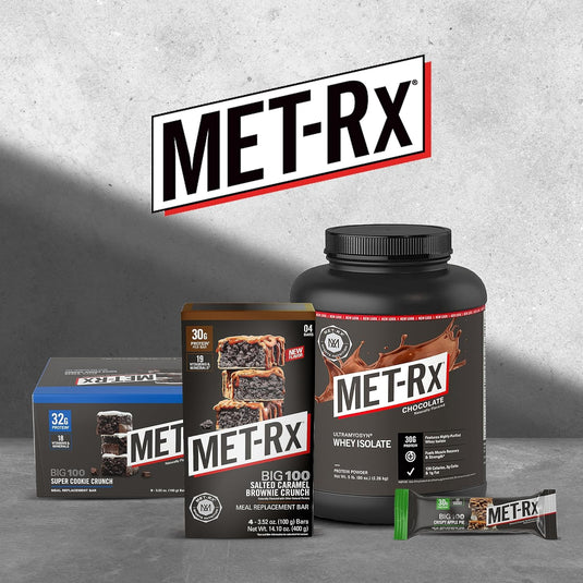 MET-Rx Big 100 Protein Bar, Meal Replacement Bar, 30G Protein, Salted Caramel Brownie Crunch