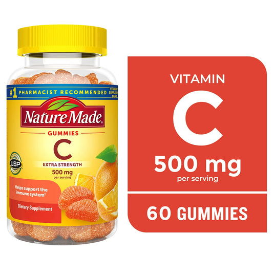 Nature Made Extra Strength Dosage Vitamin C, 500 mg Per Serving Gummies, 60 Count