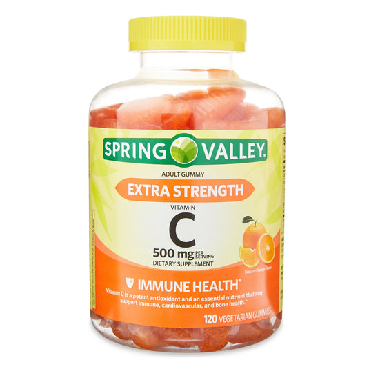 Extra Strength Vitamin C Immune Health Dietary Supplement Spring Valley Vegetarian Gummies, Orange, 500 mg