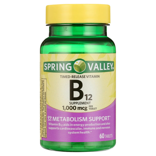 Spring Valley Timed-Release Vitamin B12 Tablets, 1,000 Mcg, 60 Count