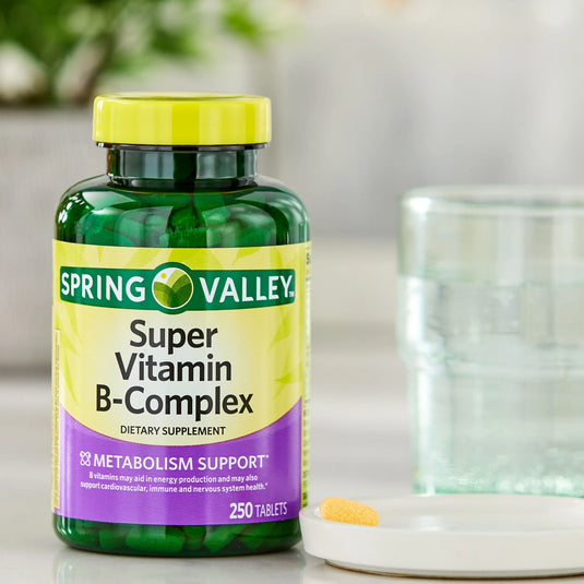 Spring Valley Super Vitamin B-Complex Dietary Supplement Tablets, 250 Count