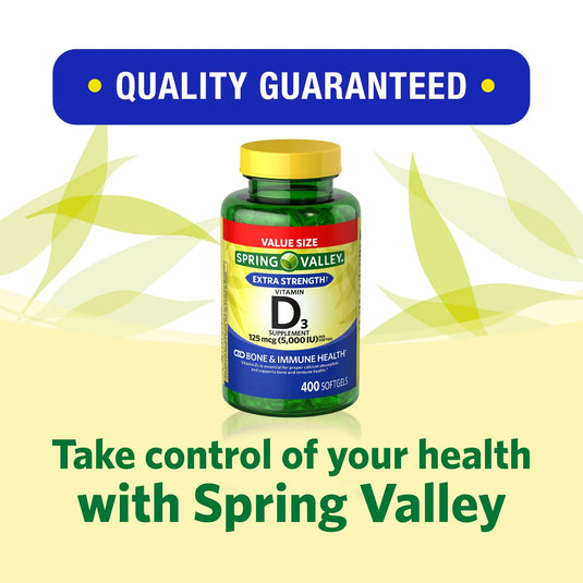 Vitamin D3 Spring Valley Softgels, 125 mcg per Softgel, 5,000 IU